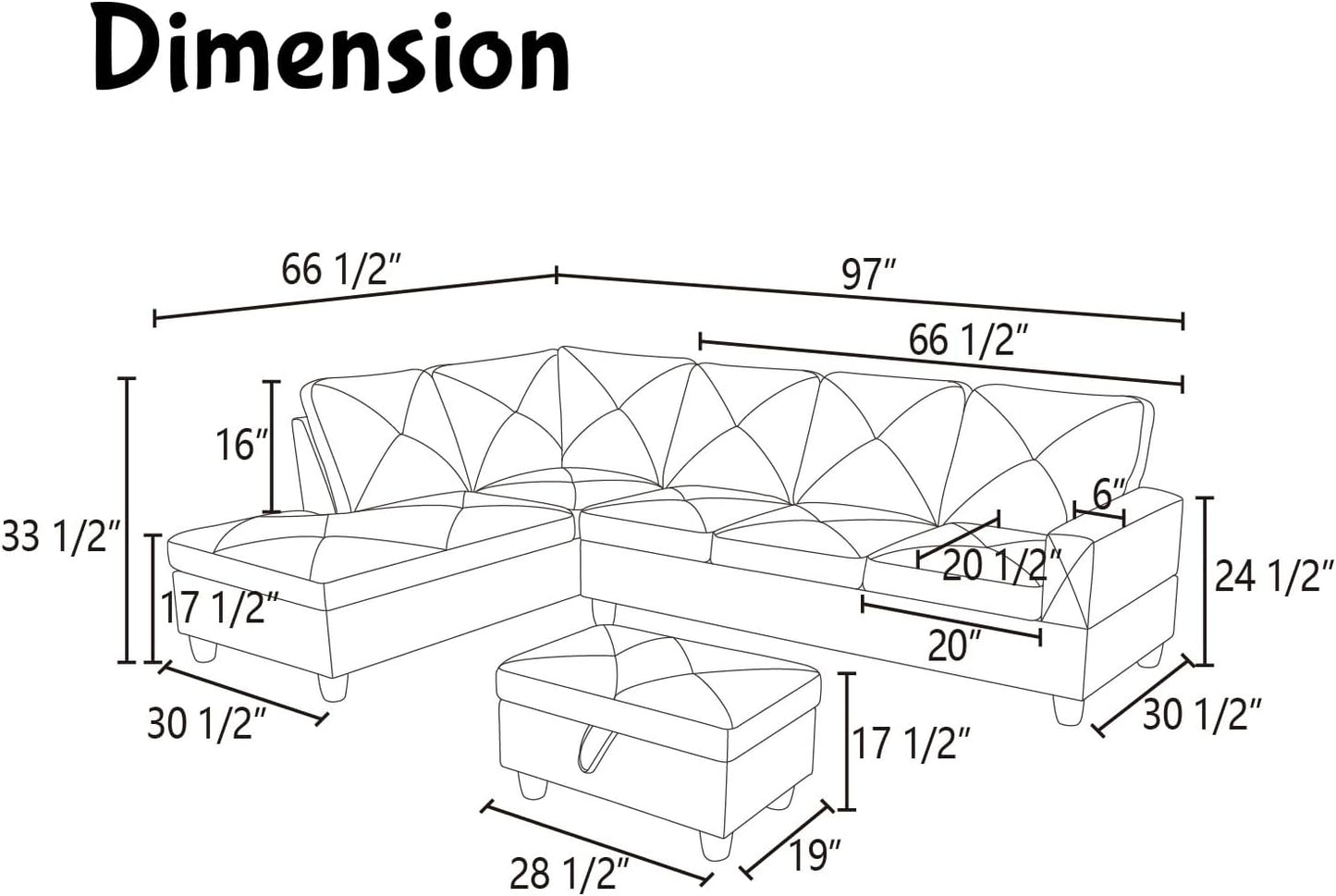 Modern Living Room Furniture Sets with Pillows, Modular Sectional Couches with Chaise Lounge, 4-Seaters L Shape Sofa with Storage Ottoman, for Living Room, Microfiber, Brown