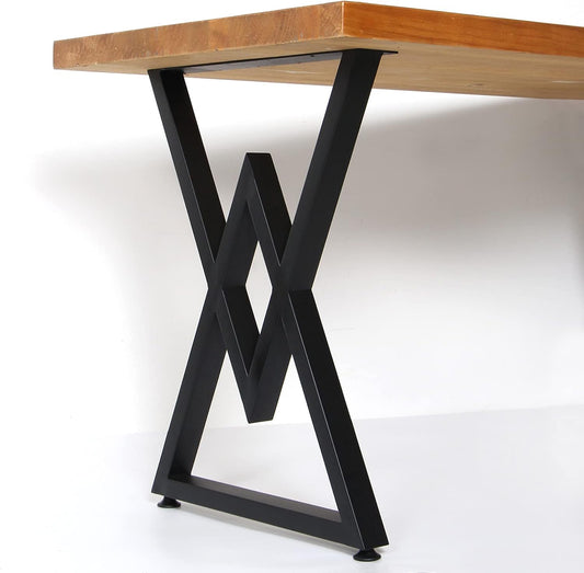 SSS Furniture Metal Table Legs Heavy Duty Industrial Table Base, 28 inch Height 19.7 inch Wide Black Metal Furniture Legs Modern Dining Coffee Table Legs DIY Desk Legs Set of 2