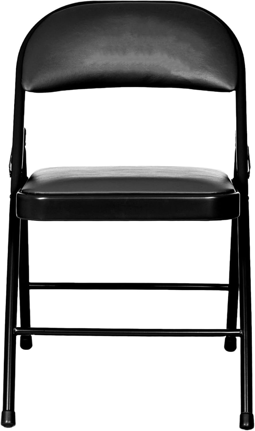 OEF Furnishings OEF950 Series Vinyl Padded Steel Folding Chairs (4-Pack, Black)
