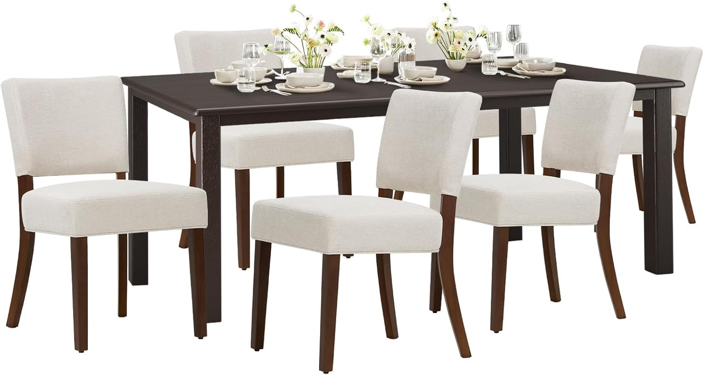 COLAMY 60 Inch Rectangular Kitchen Dining Table for 6, Modern Farmhouse Dining Table Set for 6, Wood Dining Table and Kitchen Dining Chairs for Dining Room, Restaurant, Brown/Beige