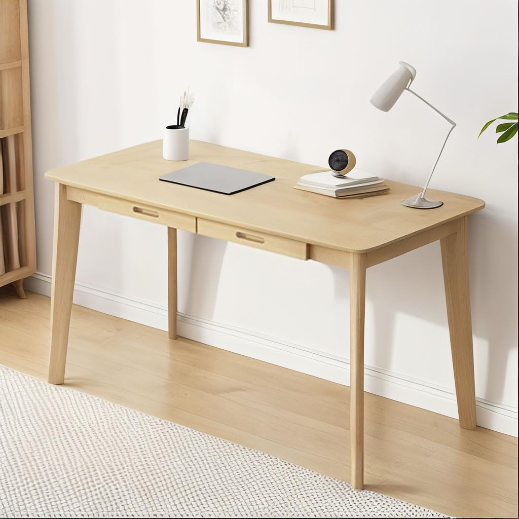 Writing Computer Desk Office Desk Computer Table Study Writing Desk with 2 Drawers for Home Office Modern Furniture