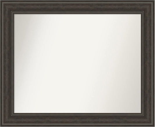 Amanti Art Brown Bathroom Mirror for Over Sink, 28x34 Shipwreck Greywash Rectangle Vanity Mirror, Large Traditional Frame, Hangs Horizonally and Vertically, Bathroom Wall Decor, Non-Beveled Edge