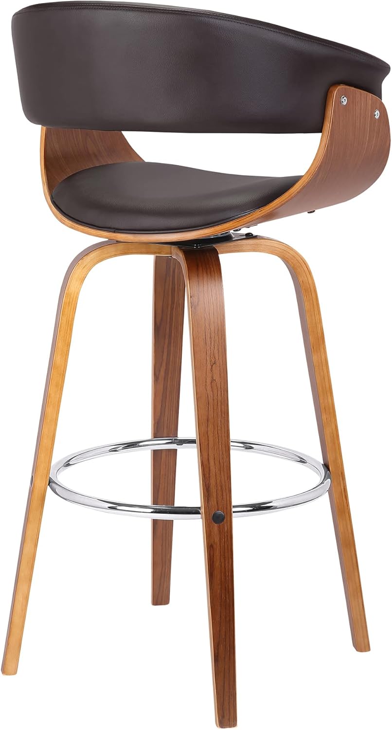 Armen Living Julyssa Mid-Century Swivel Counter Height Barstool, 26", Brown
