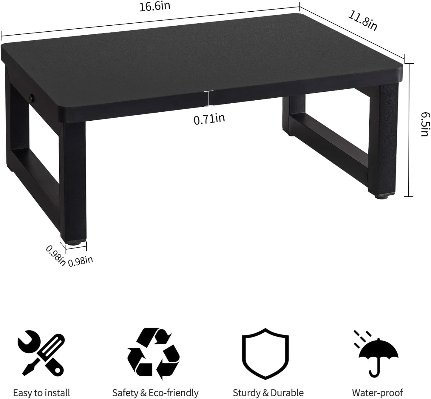 Snughome Wooden Step Stools for Adults Kids, Solid Portable Wooden Bedside Step Stool Adults Hold Up to 350 lb, One Step Foot Stool for Kitchen, Bedroom, Living Room, Bathroom - Self-Assembly(Black)