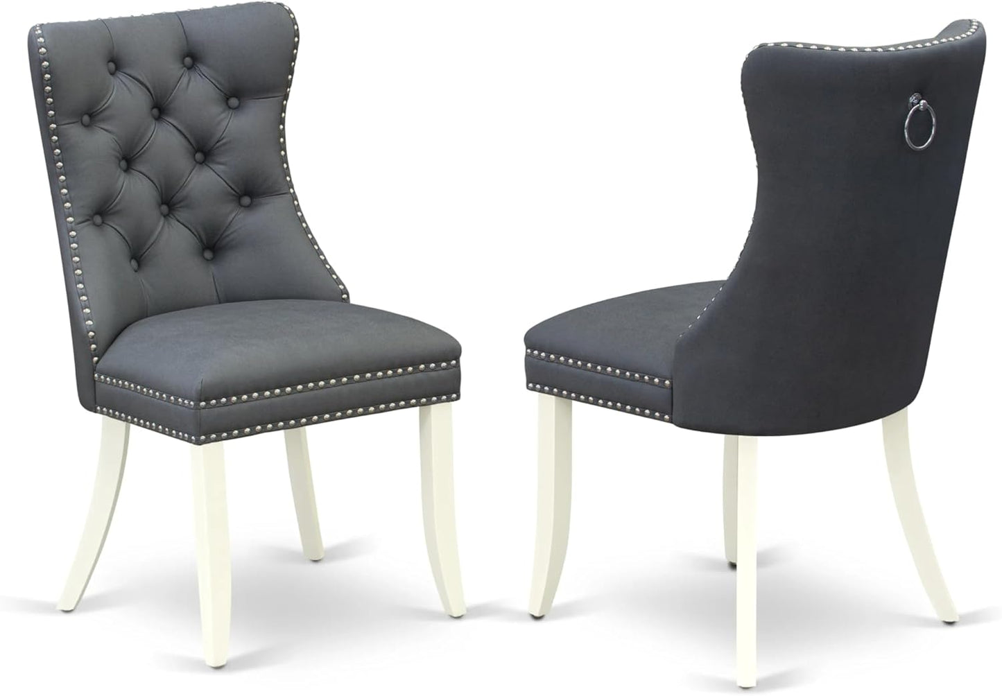 East West Furniture DODA9-LWH-13 9 Piece Dining Table Set Includes a Rectangle Kitchen Table with Butterfly Leaf and 8 Polyester Fabric Chairs, Linen White