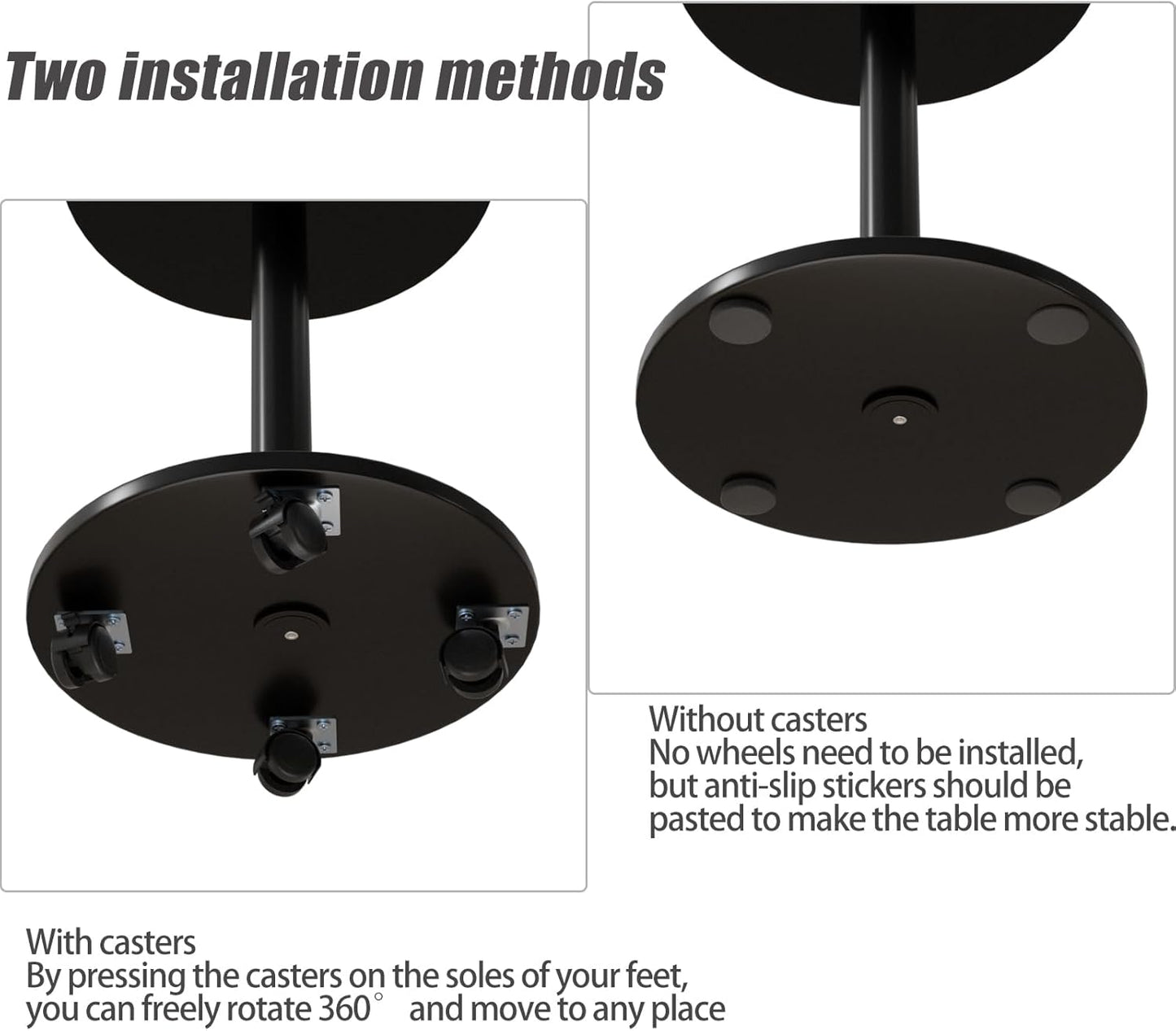 Pedestal Table on Wheels TV Tray Table, Rotating Couch Round Tables, Small Side Table for Living Room and Bedroom Sofas, Beds, Mini Coffee Tables, (H) 22.4 *(W) 11.8 (Assembly Required)