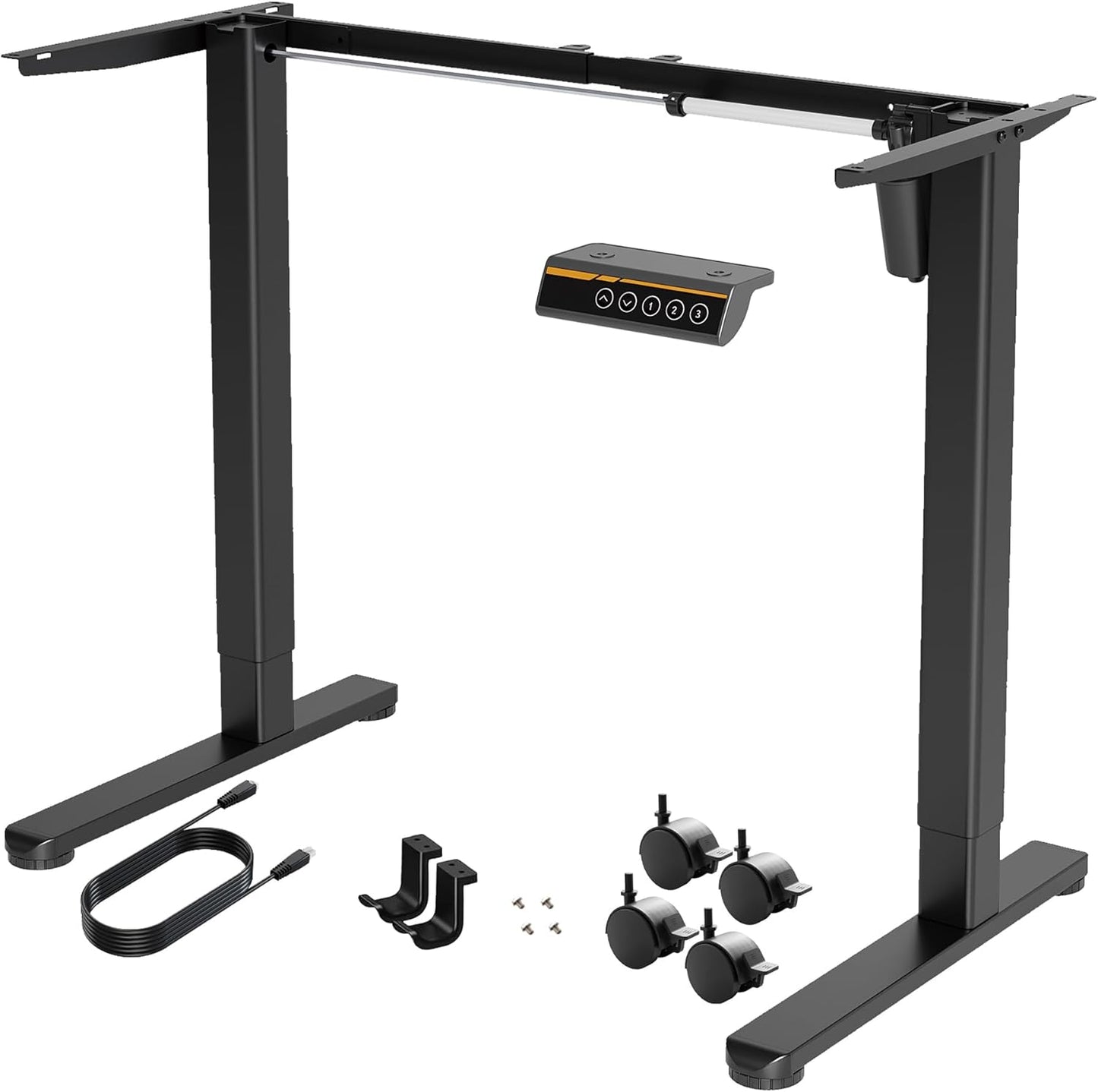 Claiks Standing Desk Frame, Electric Stand Up Desk Legs Frame Workstation Up to 63",C-Shaped Adjustable Standing Computer Desk for Home and Office, (Black Frame only)