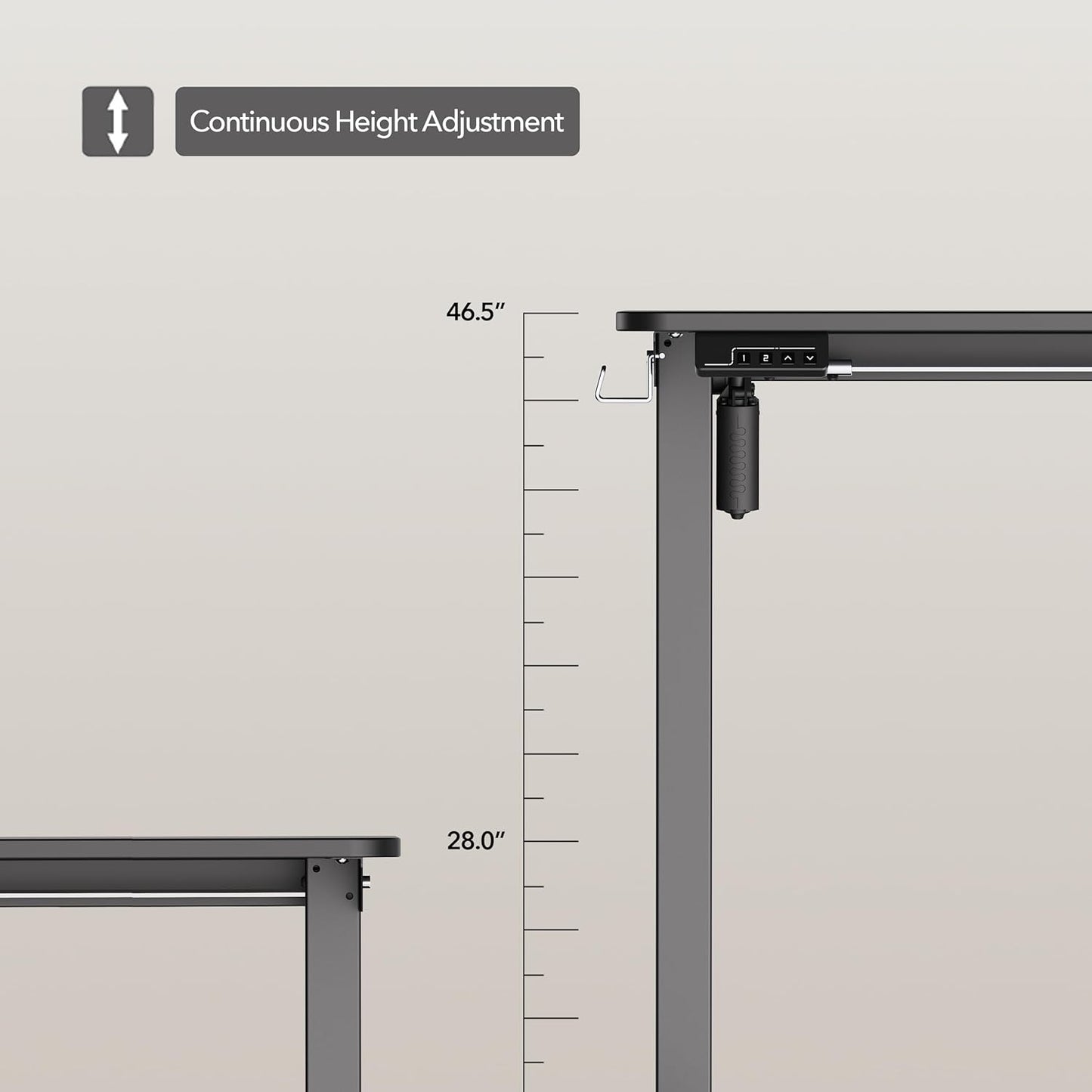 Electric Standing Desk Adjustable Height, 48x24 Inches Sit Stand up Desktop for Home Office, Ergonomic Rising Computer Table with Memory Preset, Black