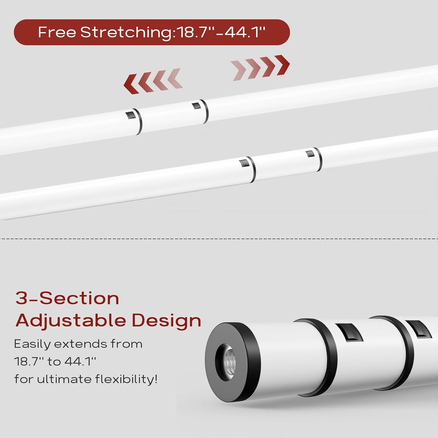 Bumusty 3-Tier Long Expandable Shoe Rack for Closet, 18"-44" Adjustable Shoe Rack for Entryway, 15-18 Pairs Large Shoe Organizer Shelf Storage, Sturdy Metal, White