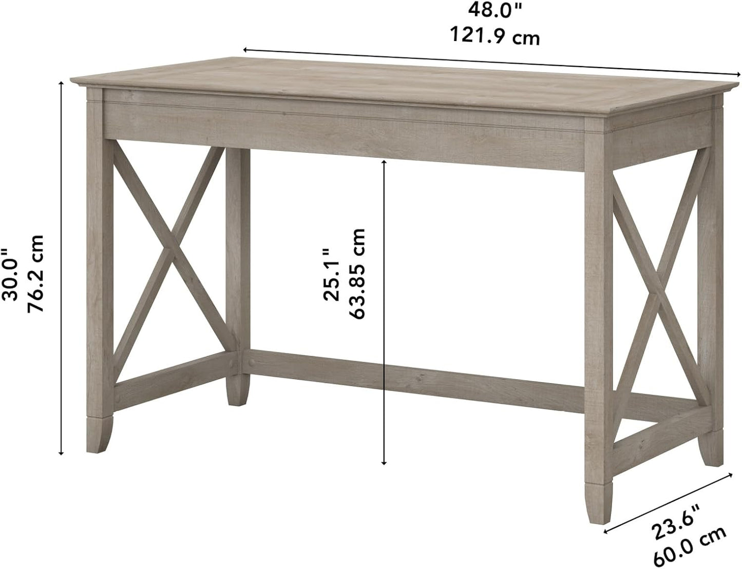Bush Furniture Key West Writing Desk for Home Office in Washed Gray 48W Small Modern Farmhouse Table