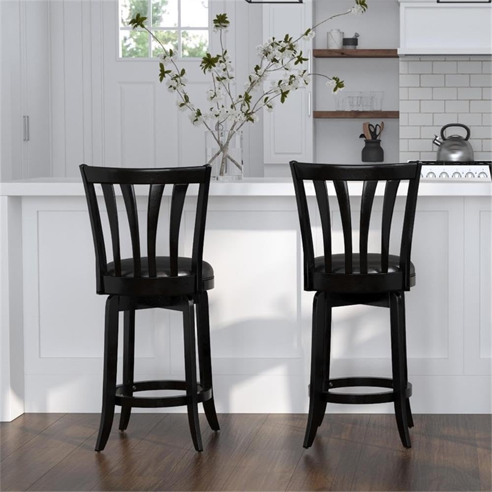 Hillsdale Savana Wood Kitchen Counter Height Stool, 29.5" High, Black