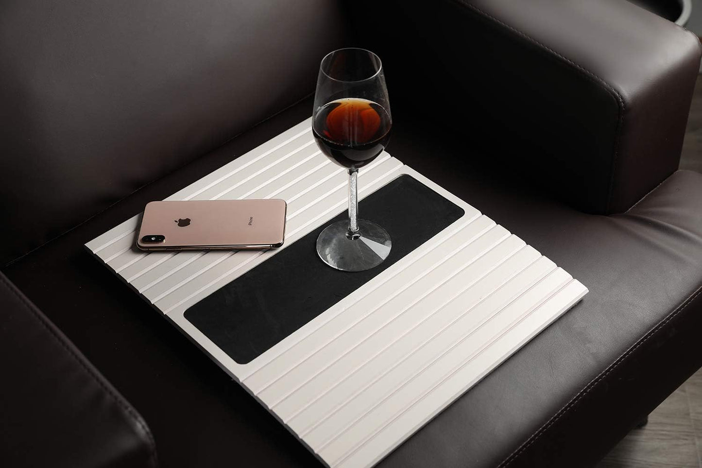 GEHE Sofa Arm Tray Table for Couch Flexible/Foldable Sofa Tray Couch arm Table Perfect for Drinks Snacks Remote Control or Phone Great arm Tray for Couch armrest (White)