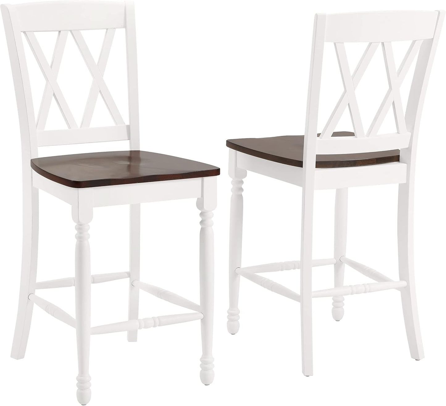 Crosley Furniture Shelby Wood X Back Counter Height Bar Stools Set of 2