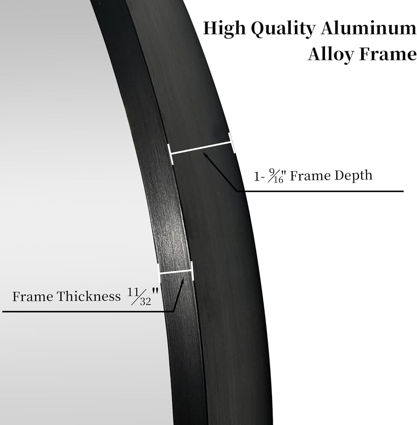 36 inch Large Black Round Mirror for Wall Decor, Brushed Metal Framed Circle Mirror for Bathroom, Vanity, Bedroom, Living Room, Entryway Decor