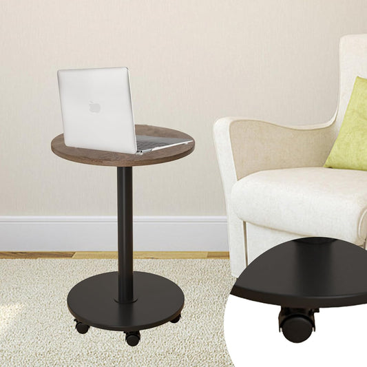 Pedestal with Wheels TV Tray Table, Rotating Couch Tables That Slide Under, Small Side Table for Living Room and Bedroom Sofas, Beds, Mini Coffee Tables, (H) 22.4 *(W) 11.8 (Assembly Required)