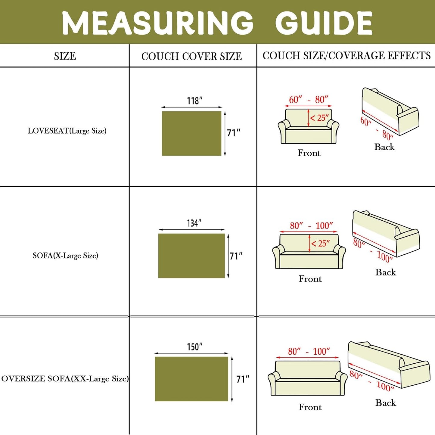 HANDONTIME Boho Couch Cover Geometric Striped Pet Covers for Couches and Sofas Olive Green and Black Dog Cover for Couch Pet Friendly Chenille Sectional Sofa Covers for Pets Washable, 71" X 134"
