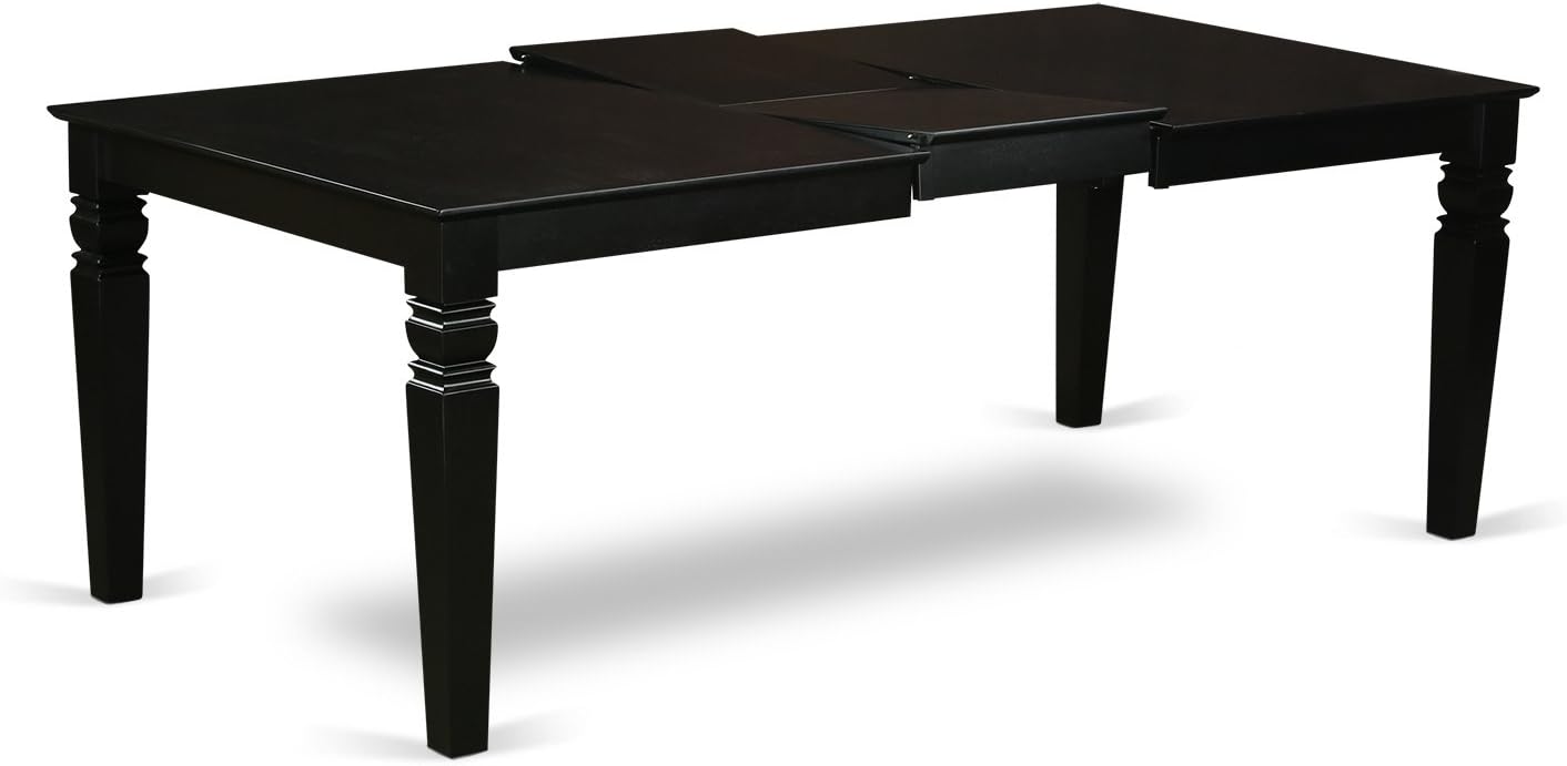 East West Furniture LGAV5-BLK-LC 5 Piece Dinette Set Includes a Rectangle Dining Room Table with Butterfly Leaf and 4 Faux Leather Upholstered Dining Chairs, 42x84 Inch, Black