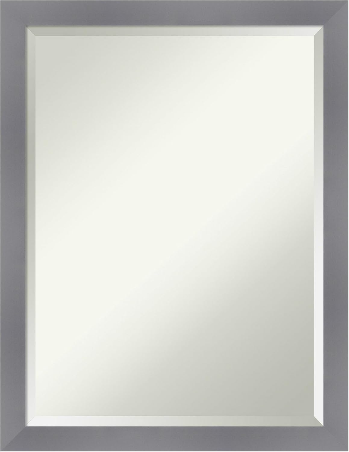 Amanti Art Grey Wall Mirror 27x21 Edwin Grey Rectangle Bathroom Mirror for Wall Decor Living Room, Medium Casual Wood Frame, Hangs Horizonally and Vertically, Bathroom Decor, Beveled Edge from WI, USA