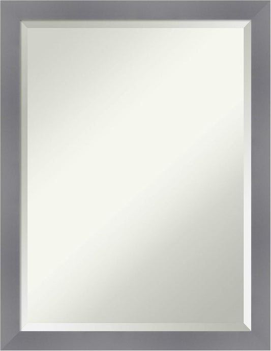 Amanti Art Grey Wall Mirror 27x21 Edwin Grey Rectangle Bathroom Mirror for Wall Decor Living Room, Medium Casual Wood Frame, Hangs Horizonally and Vertically, Bathroom Decor, Beveled Edge from WI, USA