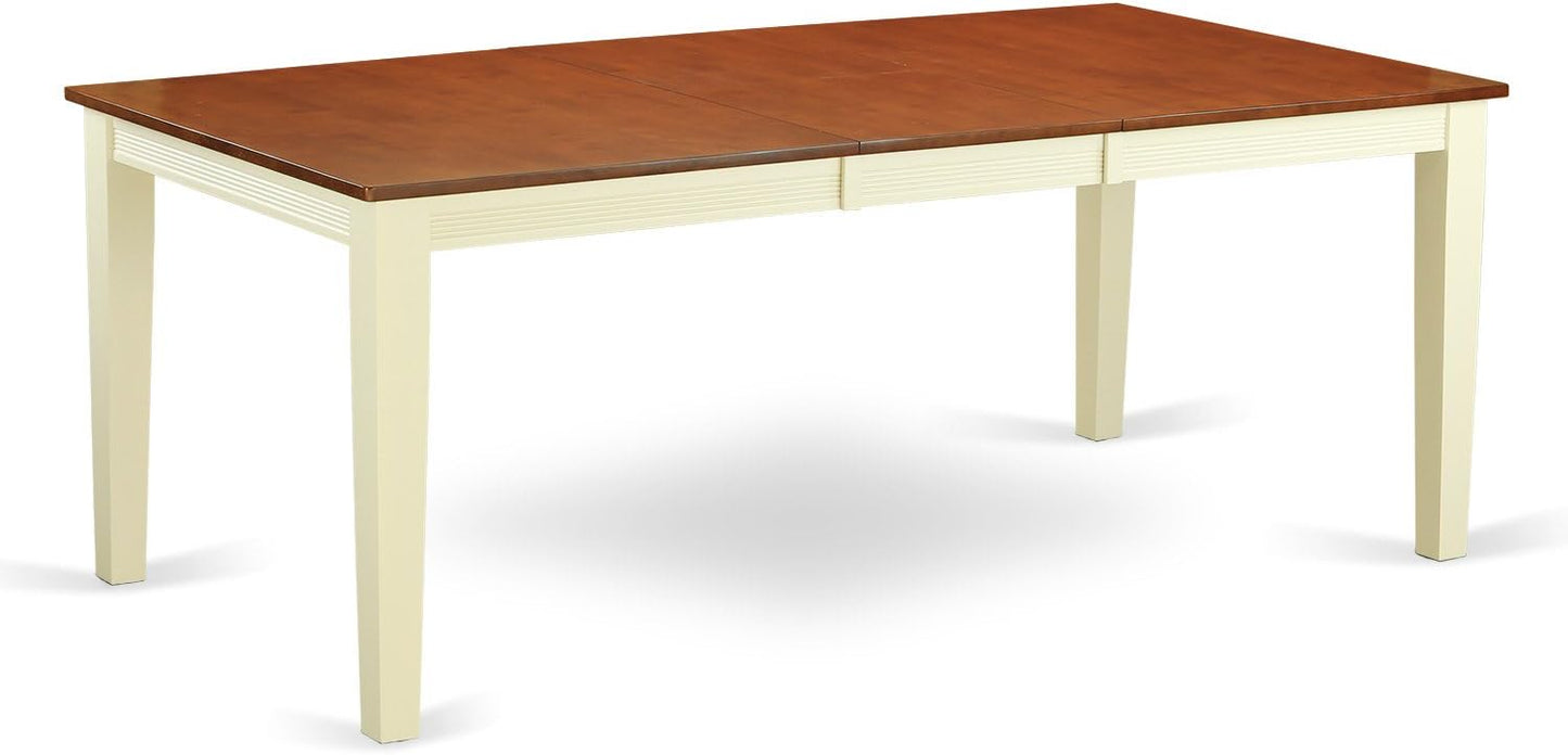 East West Furniture QUIN5-WHI-W 5 Piece Dining Room Table Set Includes a Rectangle Kitchen Table with Butterfly Leaf and 4 Dining Chairs, 40x78 Inch, Buttermilk & Cherry