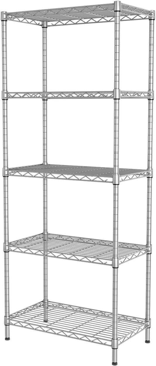 SINGAYE Shelf Wire Shelving Adjustable Storage Shelves Rack Standing Units for Kitchen Closet Laundry Bathroom Organizers Metal Pantry Narrow Mesh Gaps 12" D x 22" W x 59" H Gray