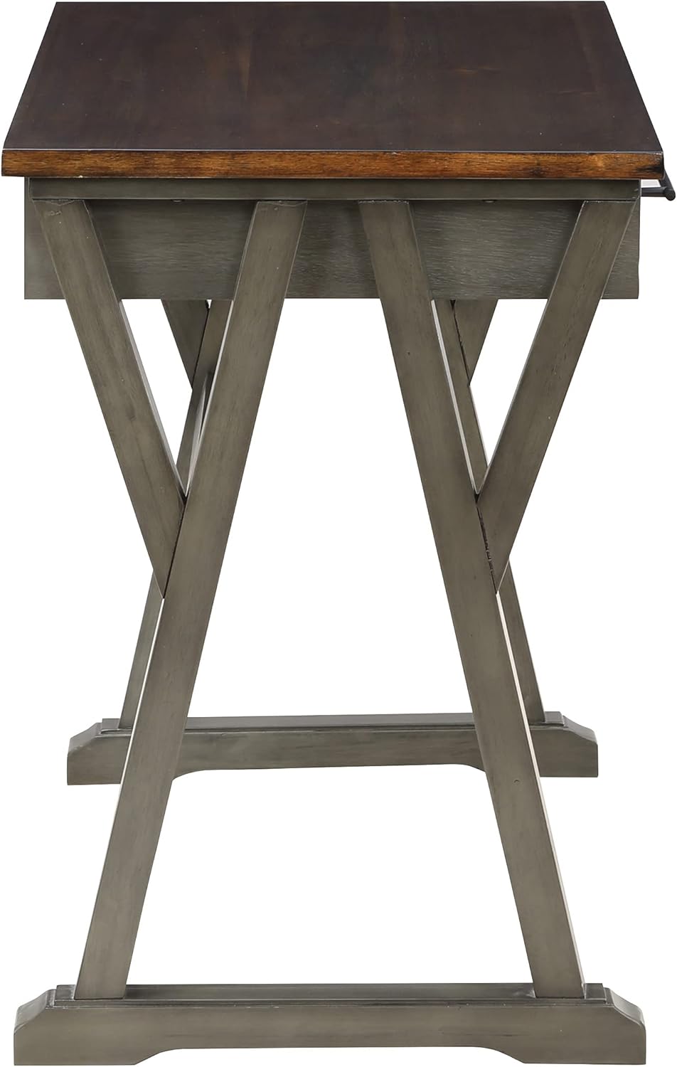 OSP Home Furnishings Jericho Rustic 42 Inch Writing Desk with 2 Drawers and Burnished Decorative Hardware, Slate Gray