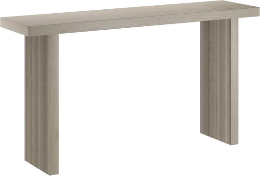 Henn&Hart 55'' Wooden Rectangular Fluted Console Table Entryway Table, Sofa Table for Entryway, Living Room, Couch, Hallway, or Office, Alder White