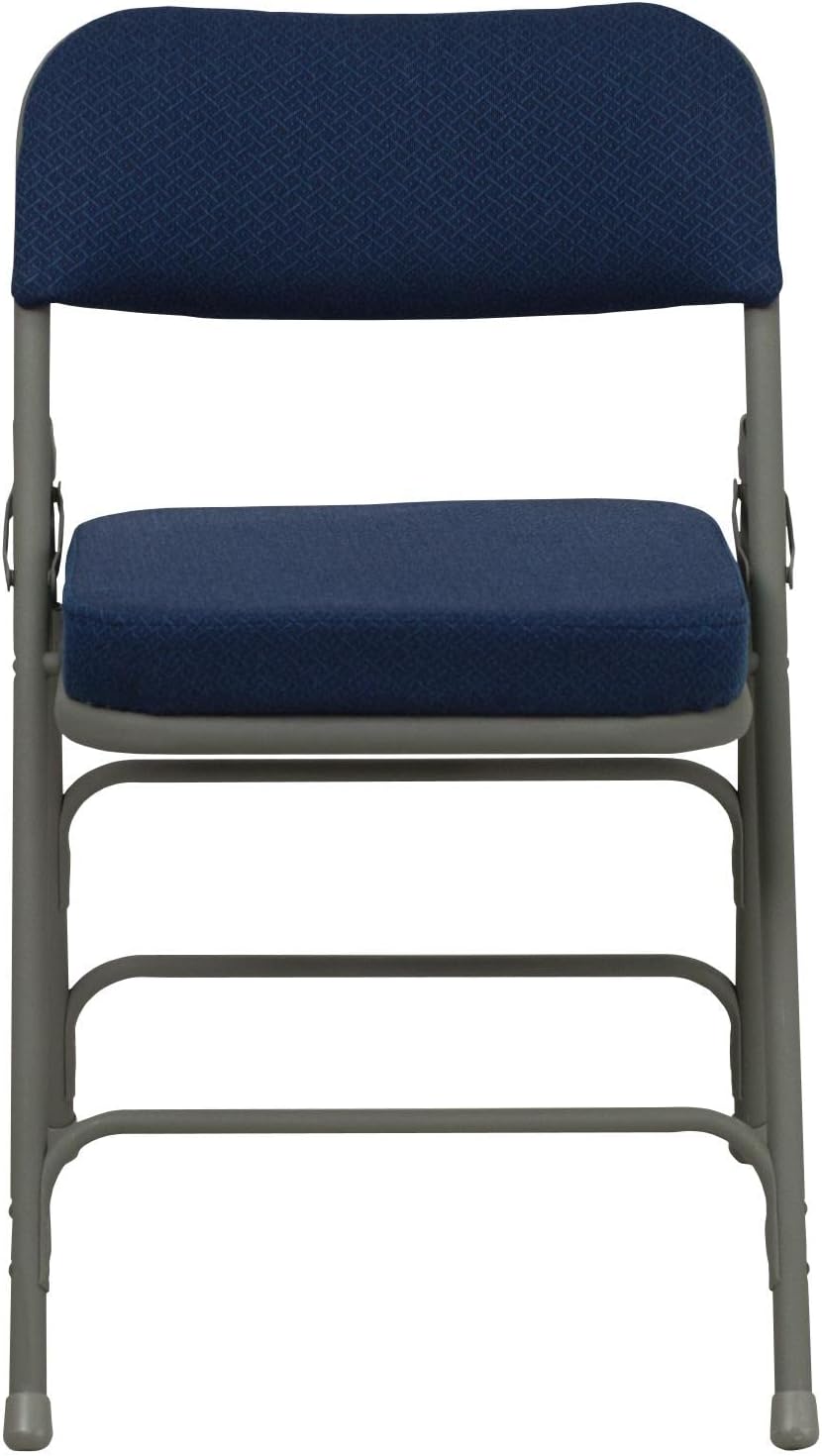 Flash Furniture Hercules Series Metal Folding Chairs with Cushioned Seat, Fabric Upholstered Event Chairs with 300-lb. Static Weight Capacity, Set of 4, Navy