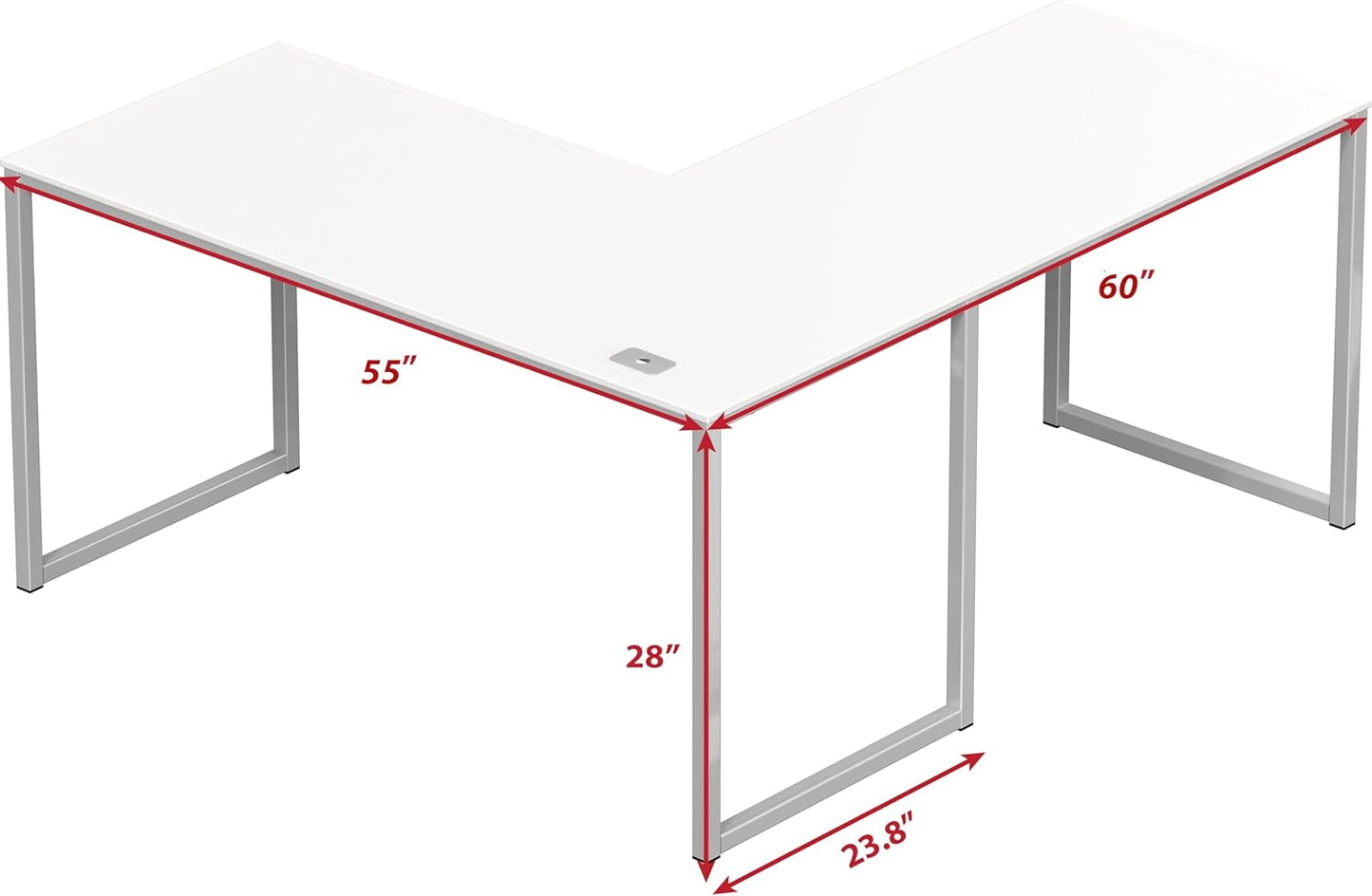 SHW Mission 55 x 60 Inches L-Shape Home Office Computer Desk, White