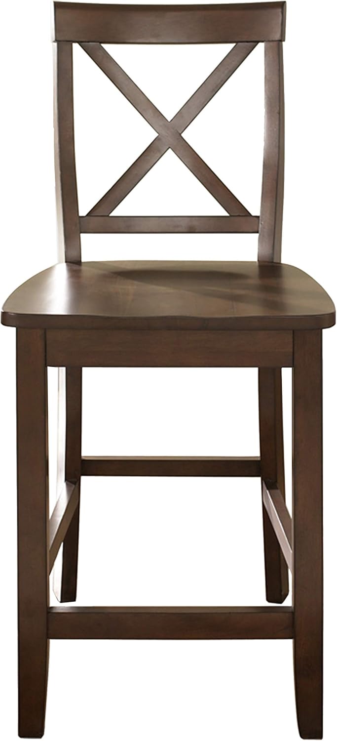 Crosley Furniture X-Back Wood Counter Height Bar Stools Set of 2, Vintage Mahogany, 24-inch