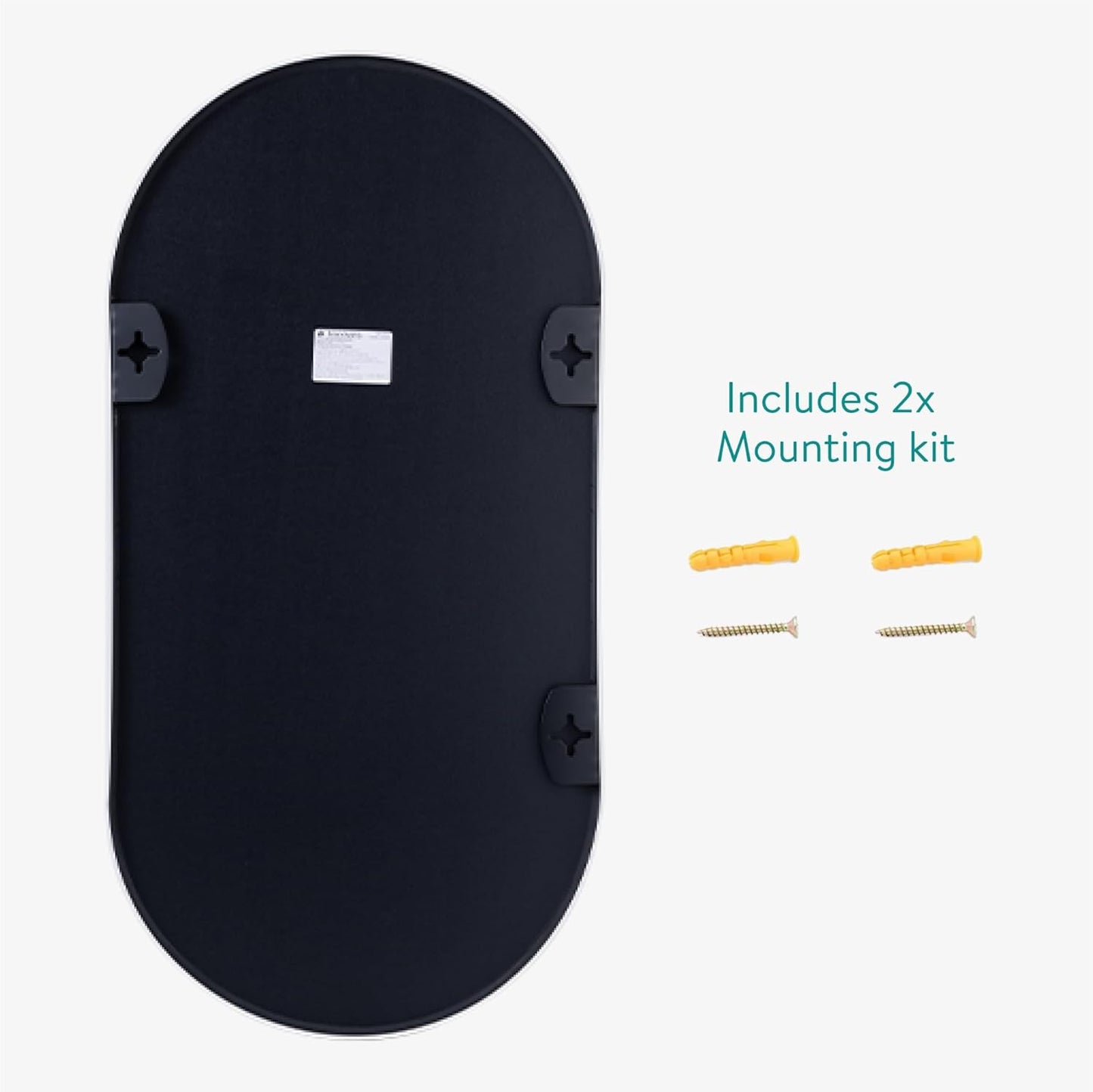 Navaris Oval Wall Mirror - 75 x 38 x 3 cm - Wall Mounted Hanging Mirror with White Rustproof Aluminium Frame - Round Mirror for Bathroom Bedroom Hallway