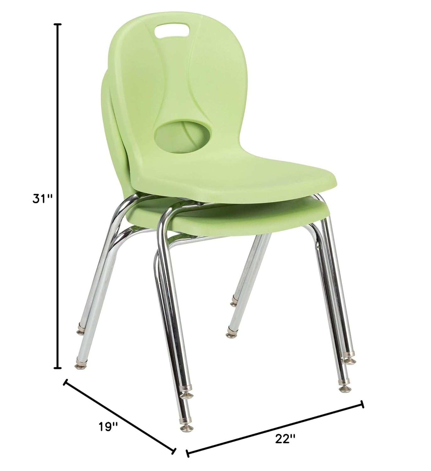 Learniture LNT-118-CSW-GA Learniture Structure Series School Chairs for Classroom, 18" Seat Height, Green Apple, Pack of 4