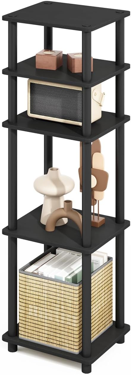 Furinno Turn-N-Tube Easy Assembly Stackable Standing Shelf, Americano/Black