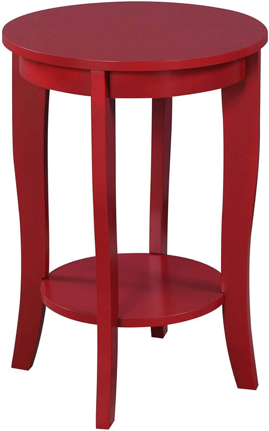 Convenience Concepts American Heritage Round End Table, Cranberry Red