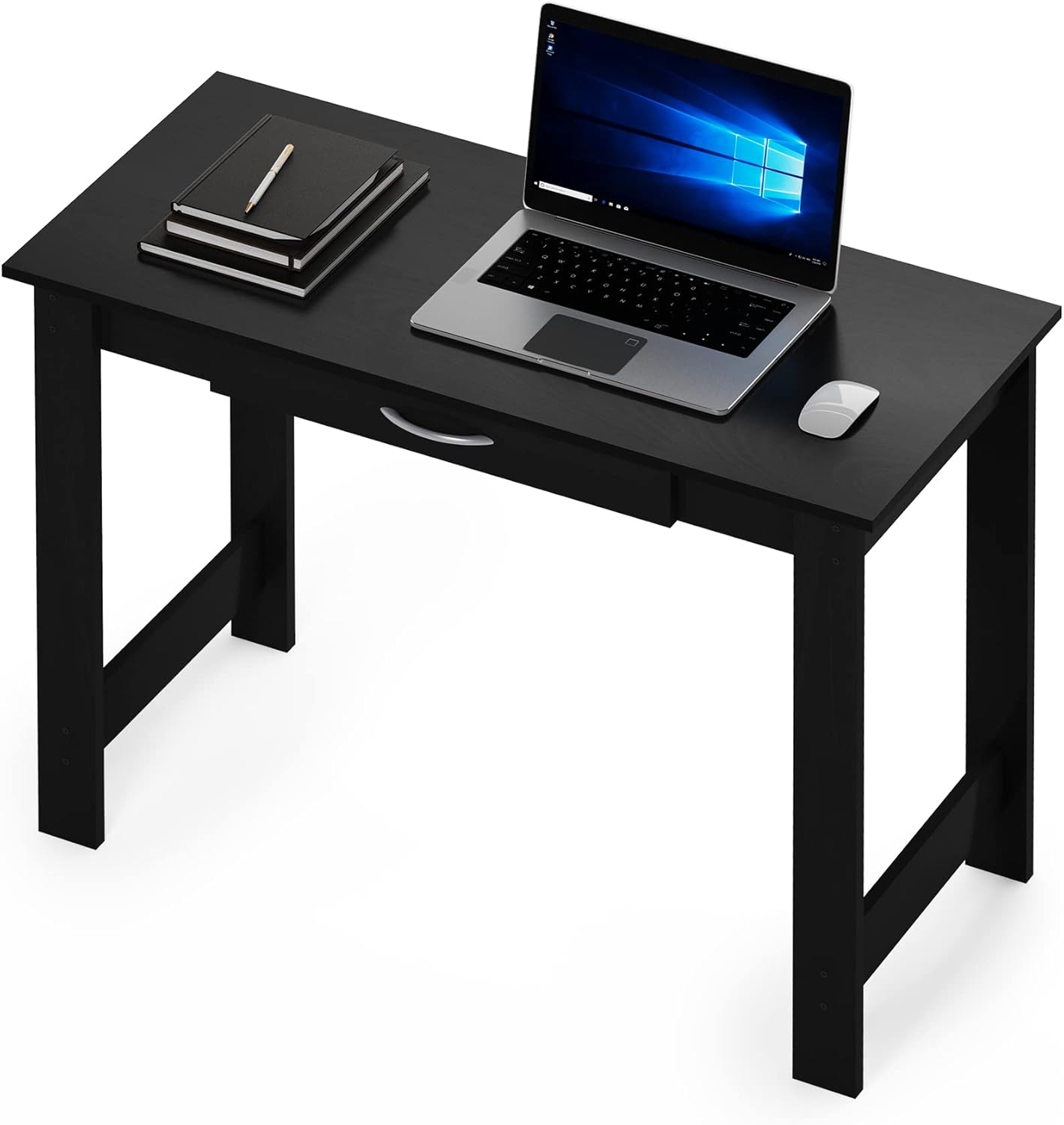 FURINNO Jaya Writing Desk For Residential Use With DrawerBlack, Blackwood, Large