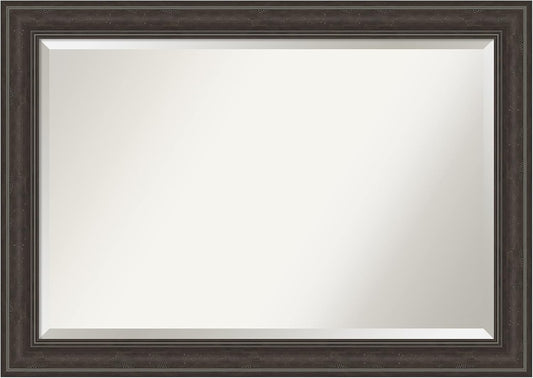 Amanti Art Brown Wall Mirror 30x42 Shipwreck Greywash Rectangle Bathroom Mirror for Wall Decor Living Room, Large Traditional Frame, Hangs Horizonally and Vertically, Bathroom Decor, Beveled Edge