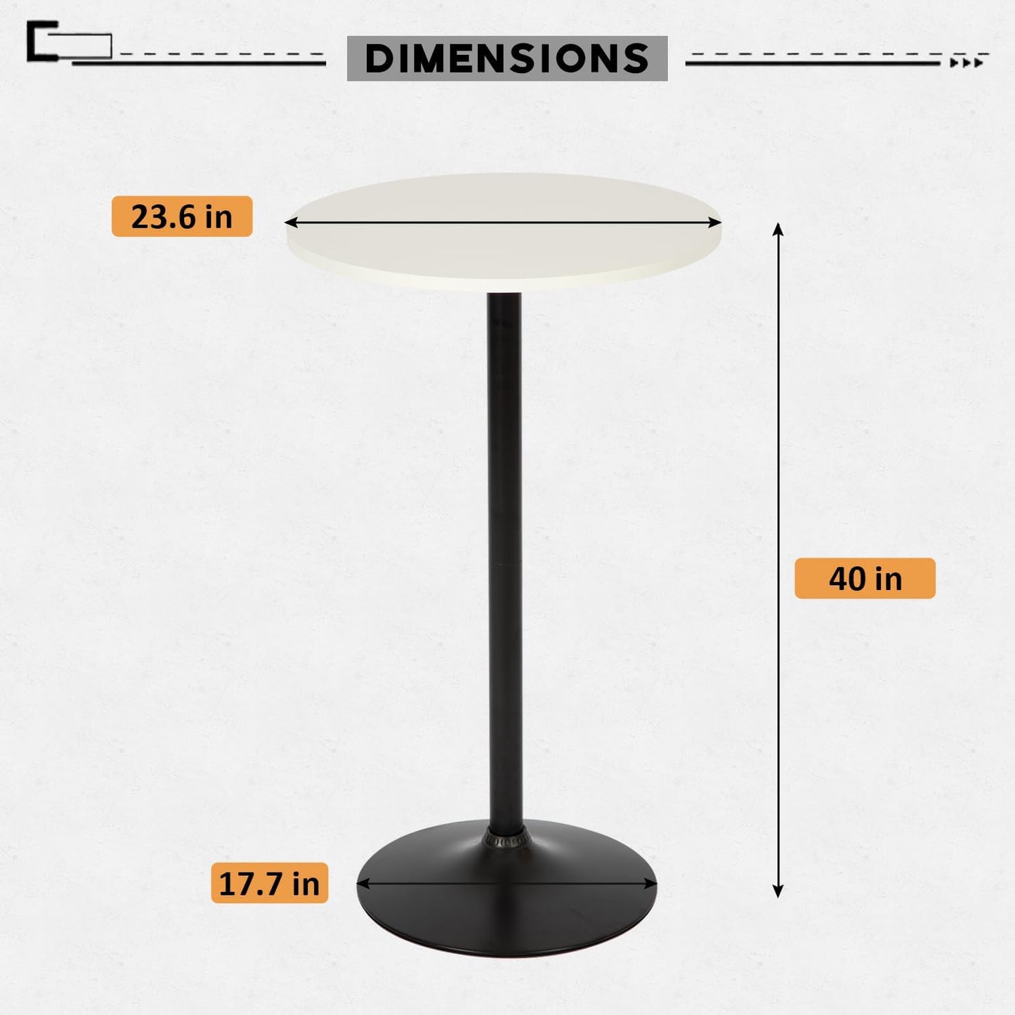 FDW Pub Table 40 Inch Height Cocktail Table Round Bistro Bar Table for Home and Kitchen Dining