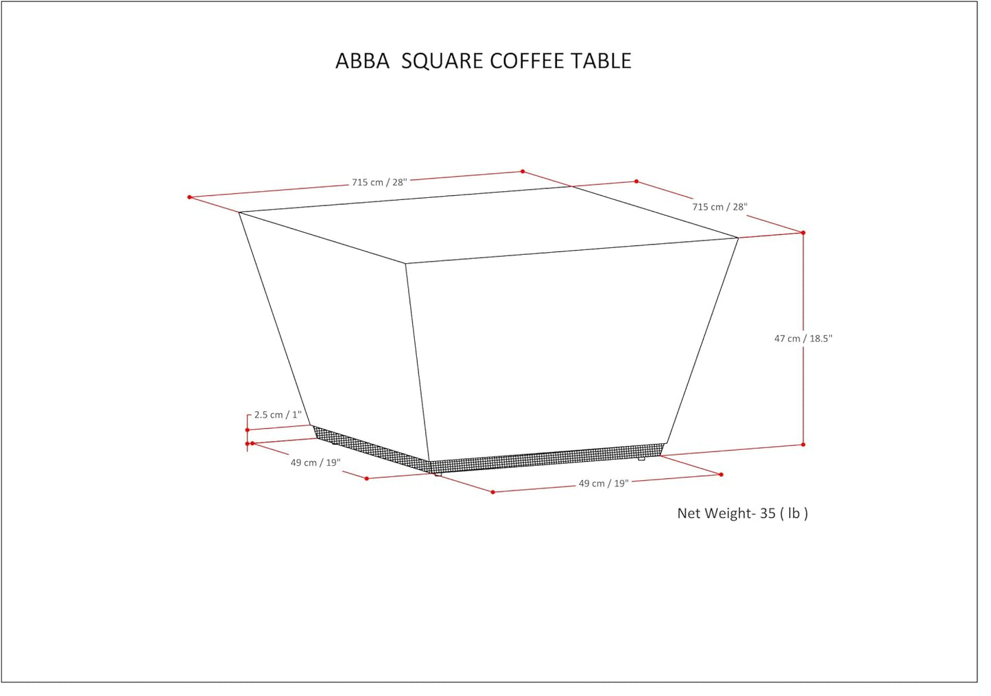 SIMPLIHOME Abba Square Coffee Table - 28 inch Wide Solid Mango Wood Modern Cocktail Table in White Wash, Contemporary Table for Living Room with Low Profile Block Design, Assembled
