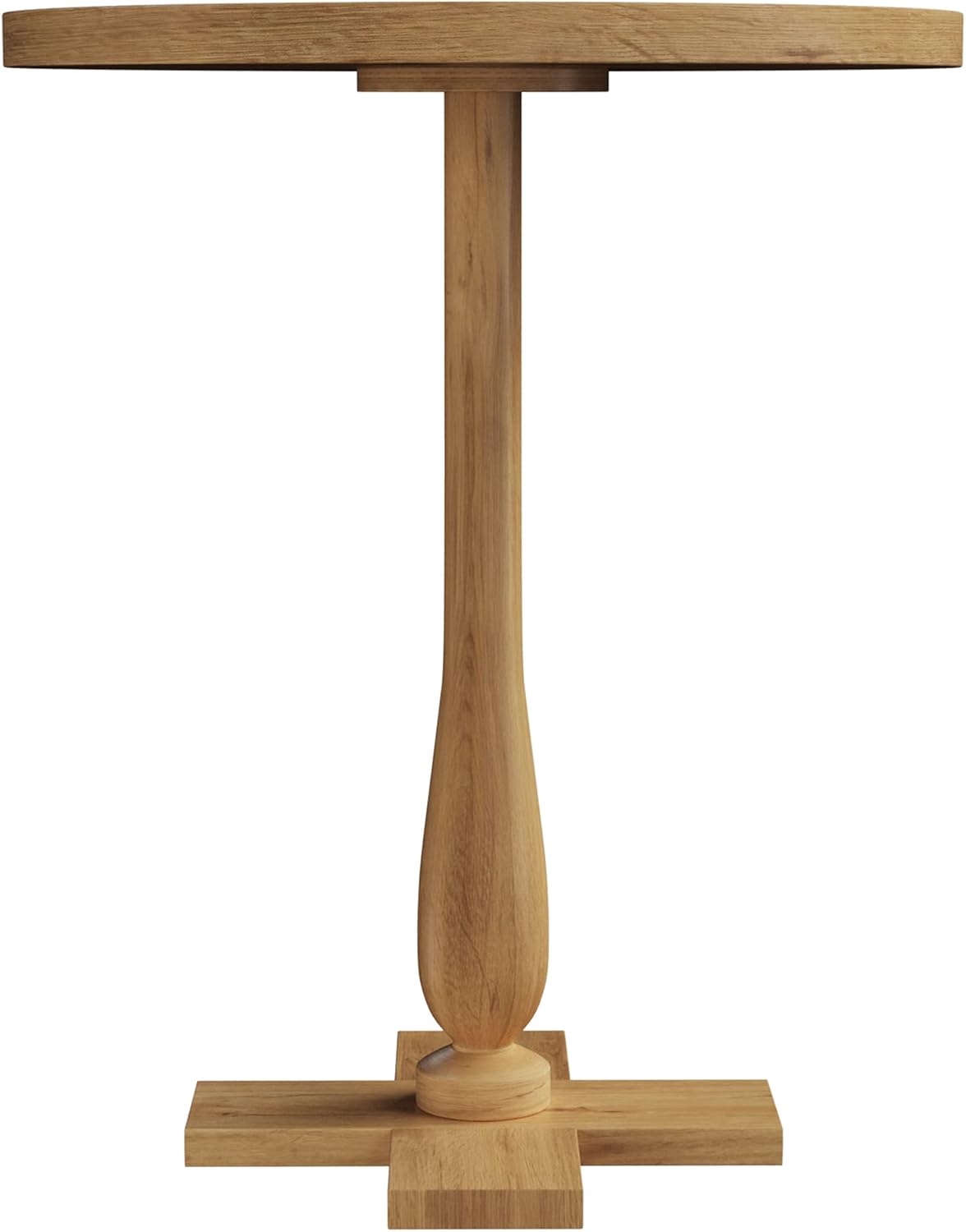 Lavish Home Side Table - Mango Wood Pedestal Table with White Distressing for Couch, Loveseat, Entryway, or Bed - Farmhouse Living Room Furniture