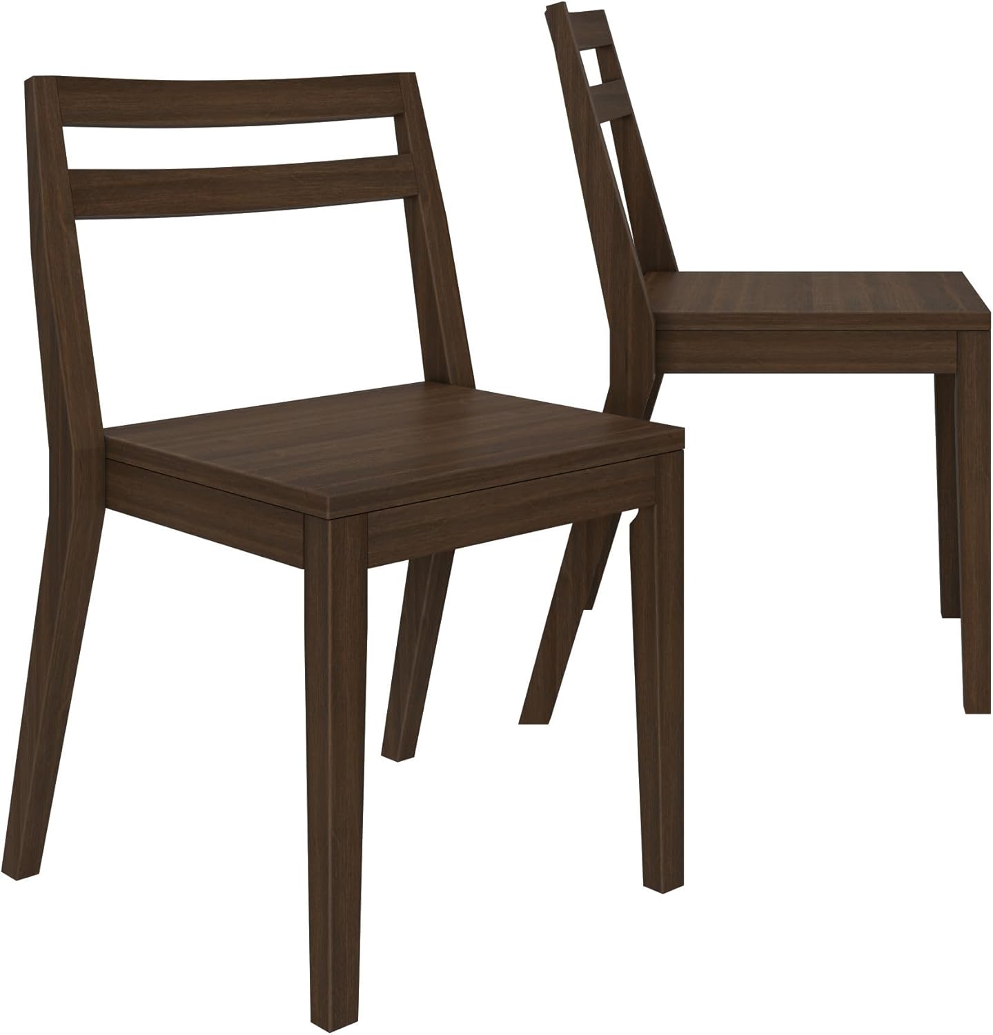 Grain & Grove Davie Dining Room Chairs Set of 2, Solid Wood Modern Kitchen Chair for Living Room, Kitchen, Walnut