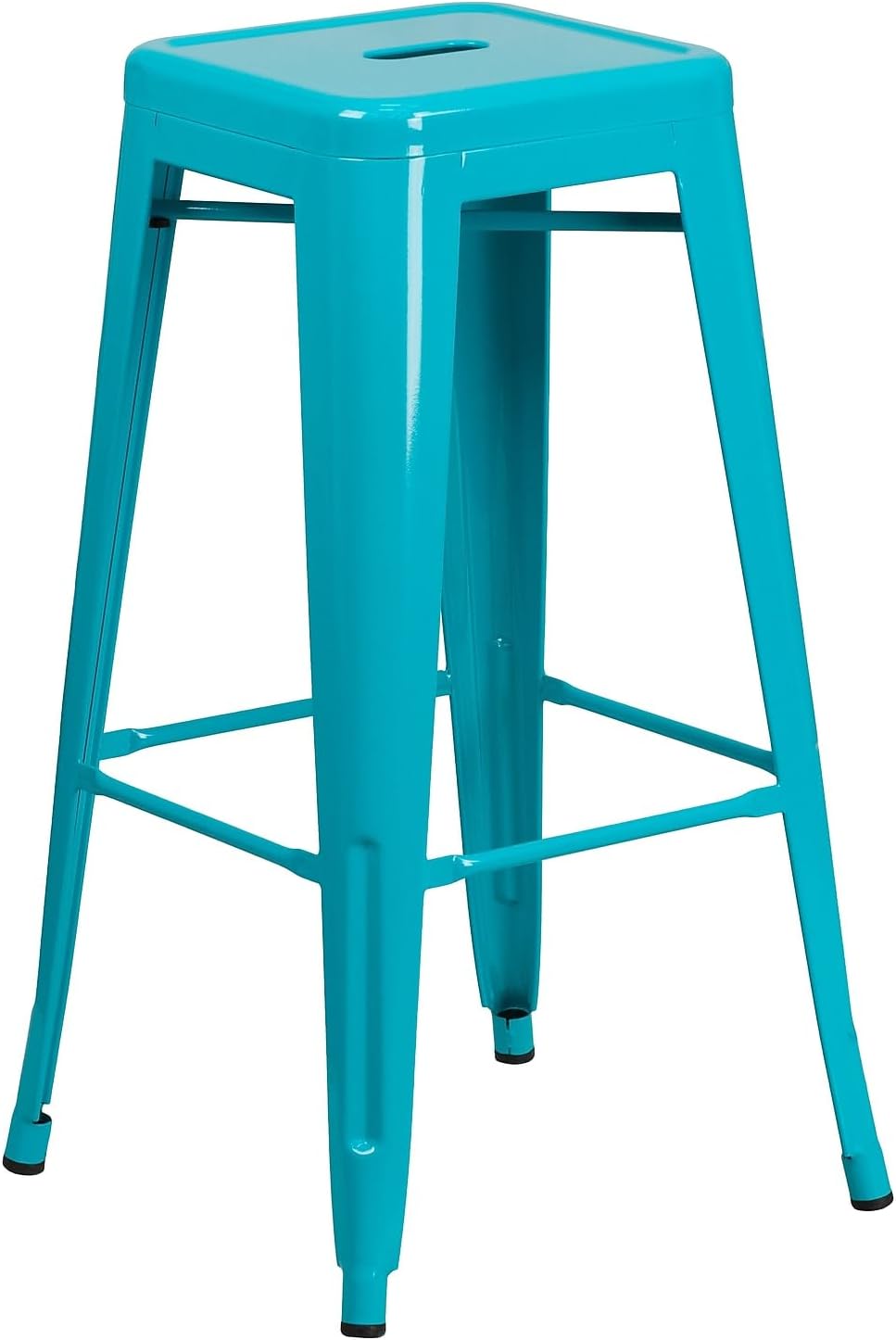 Flash Furniture Commercial Grade 30" High Backless Crystal Teal-Blue Indoor-Outdoor Barstool