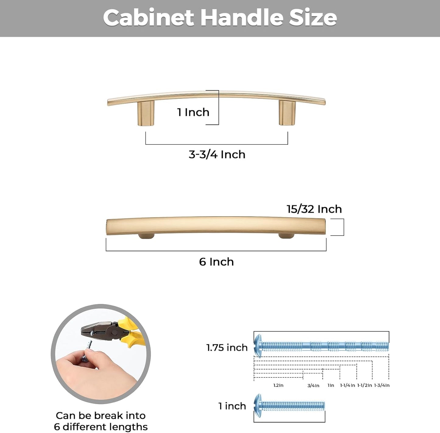 30 Pack Cabinet Handles 3.75" Hole Center - Curved Cabinet Pulls Champagne Bronze Drawer Pulls for Kitchen Cupboard Solid Handles for Dresser Drawer Arch Closet Hardware