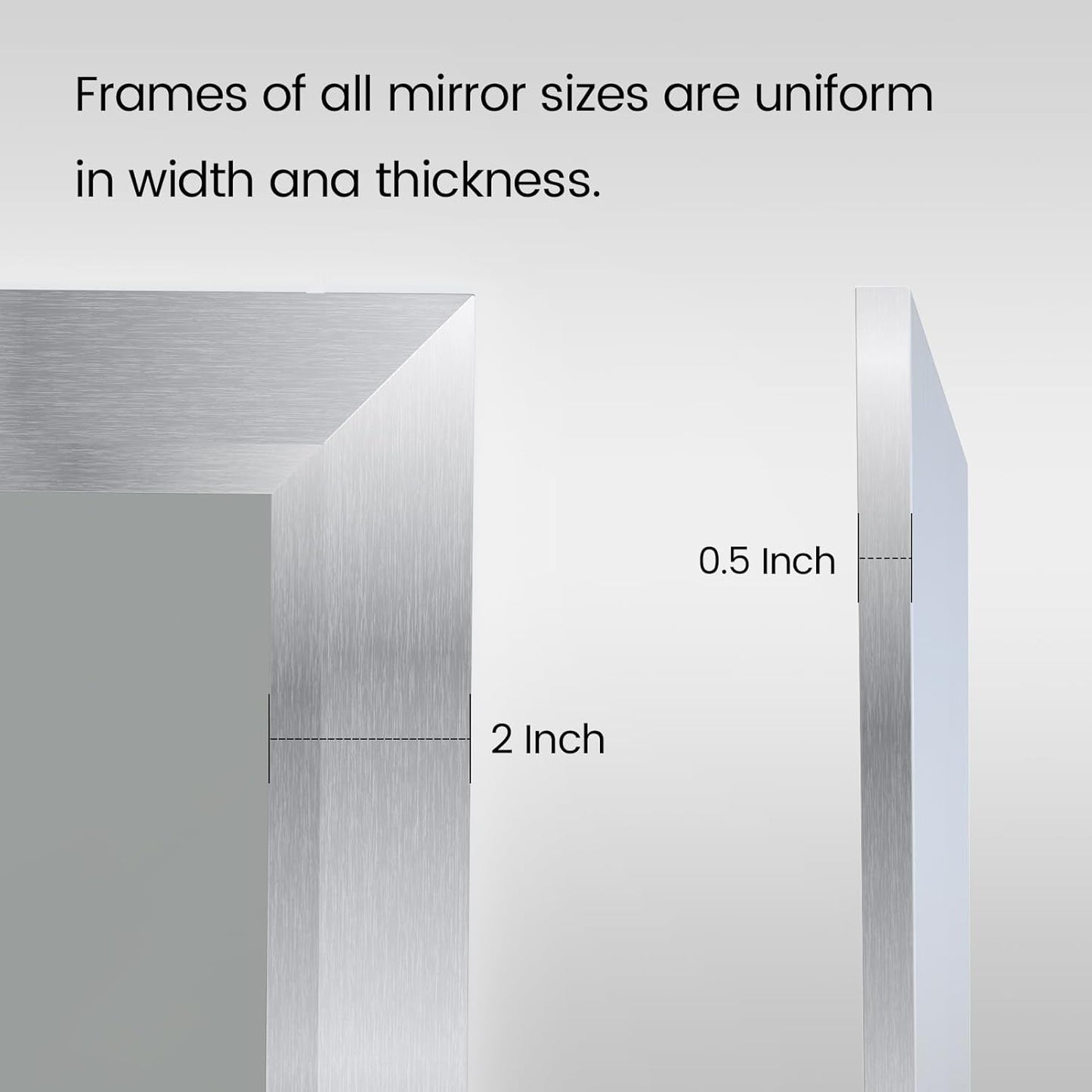 Amorho 36x36 Inch Bathroom Mirror Silver, Thick Metal Framed Wall Mirrors for Over Sink, Brushed Nickel Mirror Perfect for Bedroom, Living Room, Entryway, Rectangle (Horizontal/Vertical).