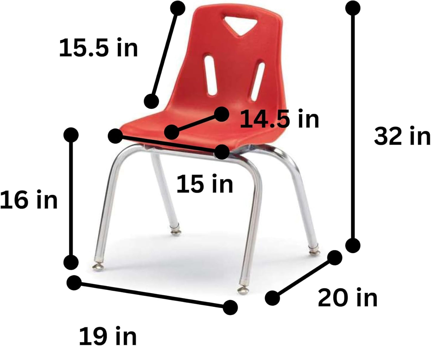 Berries Jonti-Craft 8146JC6008 Stacking Chairs with Chrome-Plated Legs, 16" Height, Red, Pack of 6