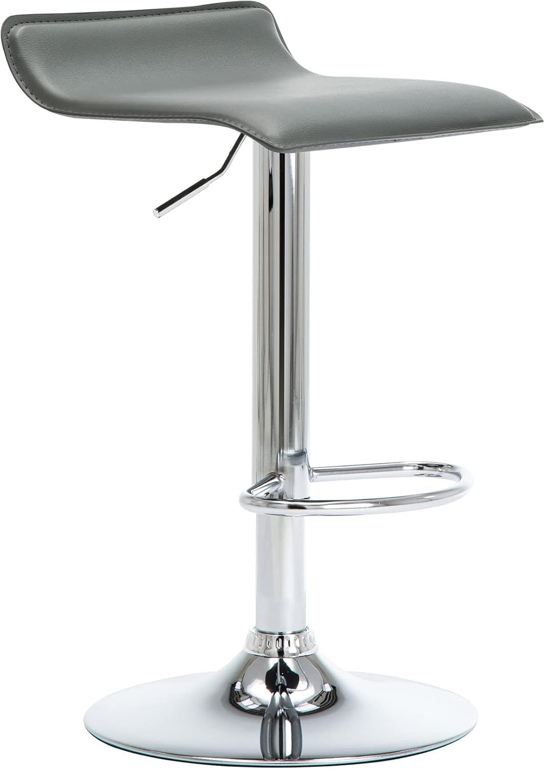 NOBPEINT Contemporary Chrome Air Lift Adjustable Swivel Bar Stool, Set of 2, Gray