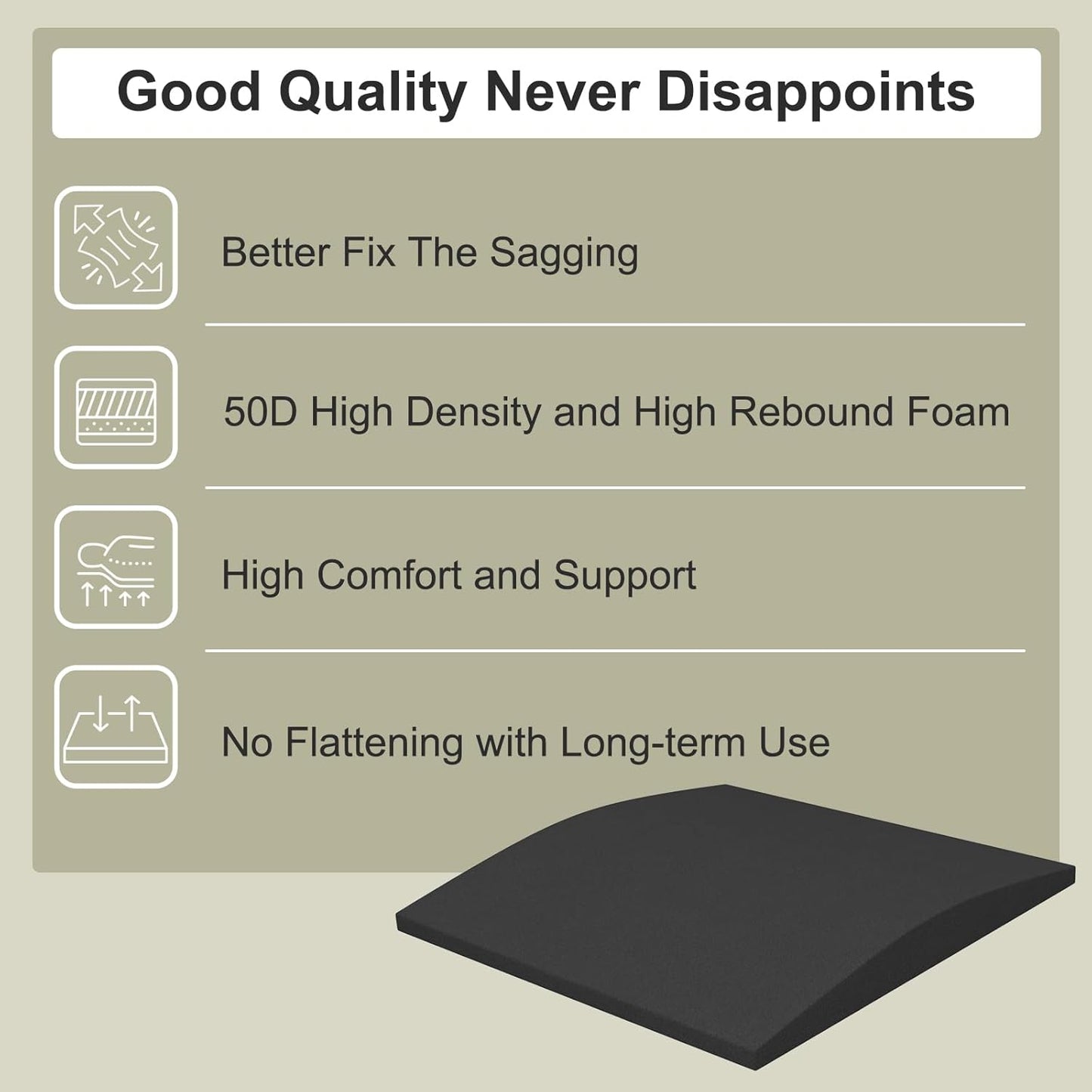 Couch Cushion Support for Sagging Seat, High-Density Curved Foam Sofa Furniture seat Couch Cushions Support Repair, 20"x20" Black Set of 3