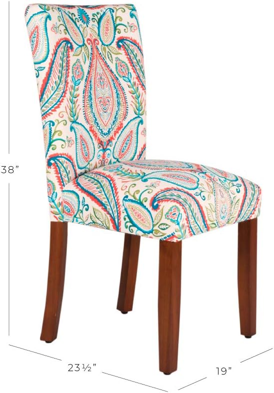 HomePop Parsons Classic Upholstered Accent Dining Chair, Set of 2, Colorful Paisley