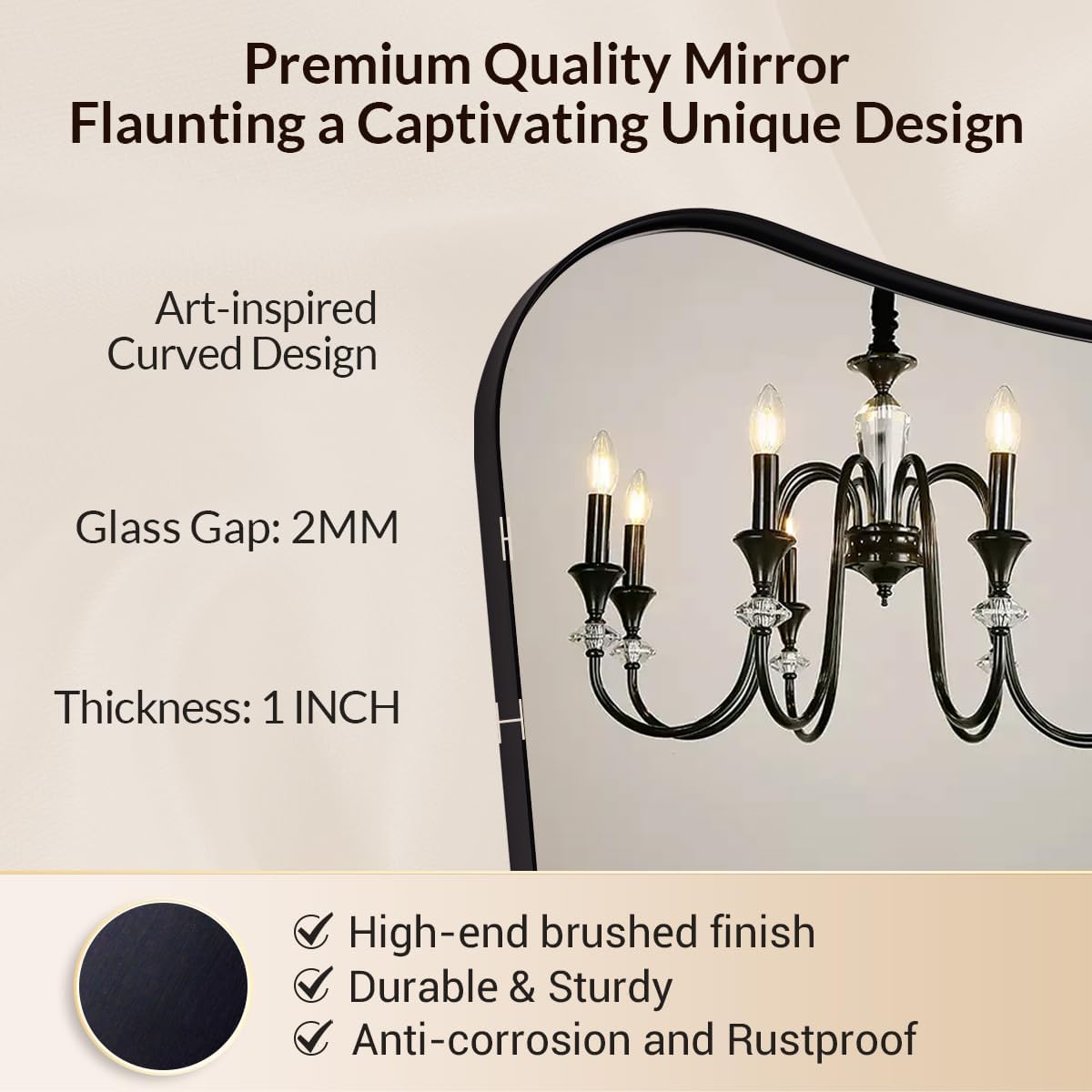 Black Bathroom Vanity Mirrors, 24 x 32 Irregular Wall Mirror with Black Trim Frame, Modern Asymmetrical Wall Mirror, Unique Shaped Decorative Mirrors for Living Room, Bedroom, Fireplace