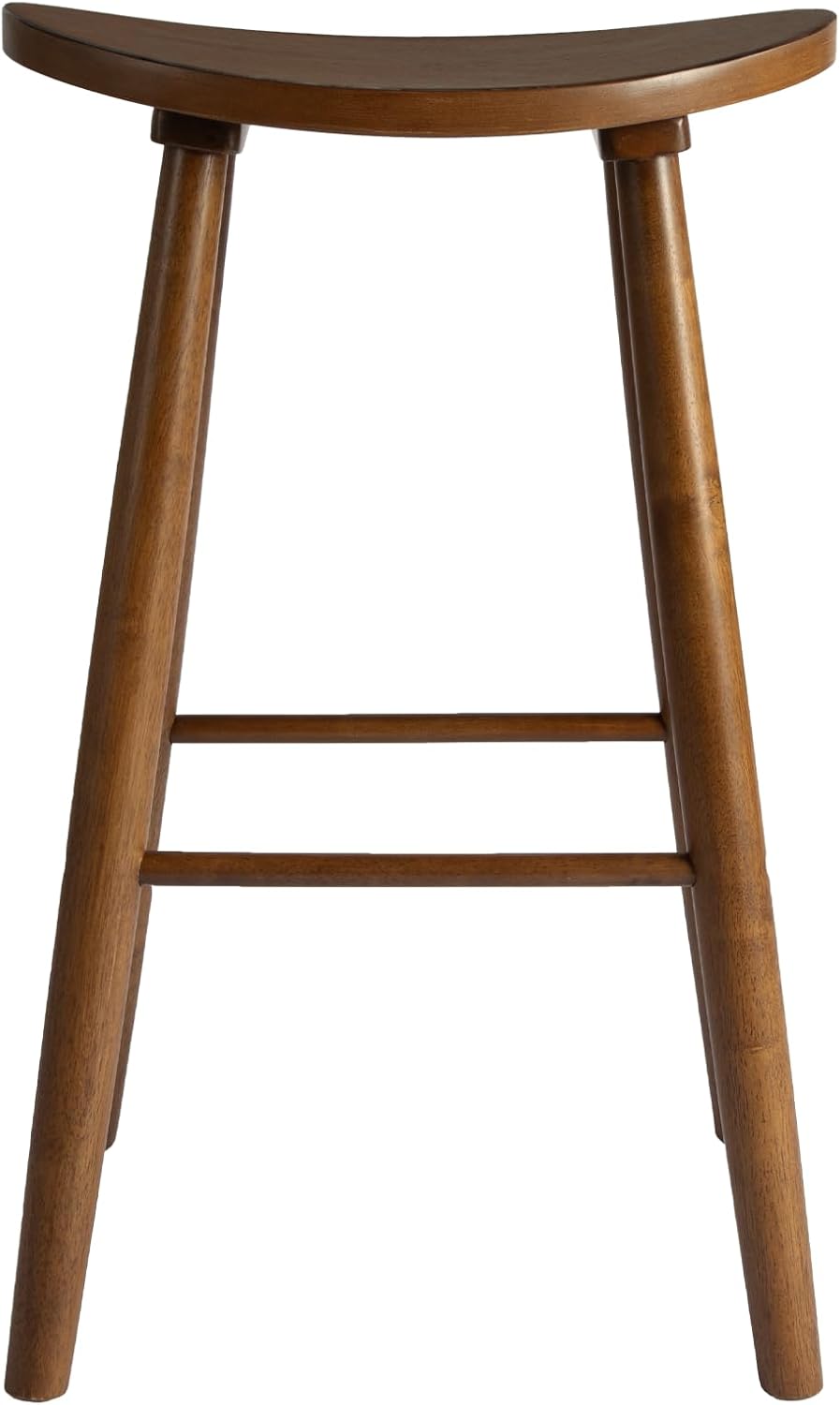 Nora 30" Backless Bar Stool, Saddle Seat Design, Solid Rubber Wood Frame with Rich Brown Finish, Perfect for Kitchen Counter, Bar Area, or High Dining Spaces
