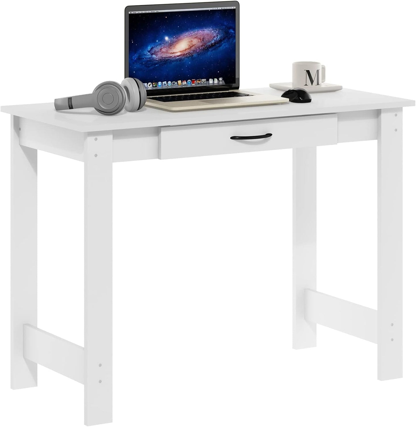 Furinno Jaya Writing Desk with Drawer, White